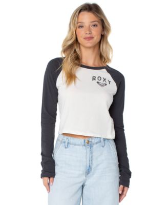 Women's Sun Surfboard Colorblock Cropped Long-Sleeve T-Shirt