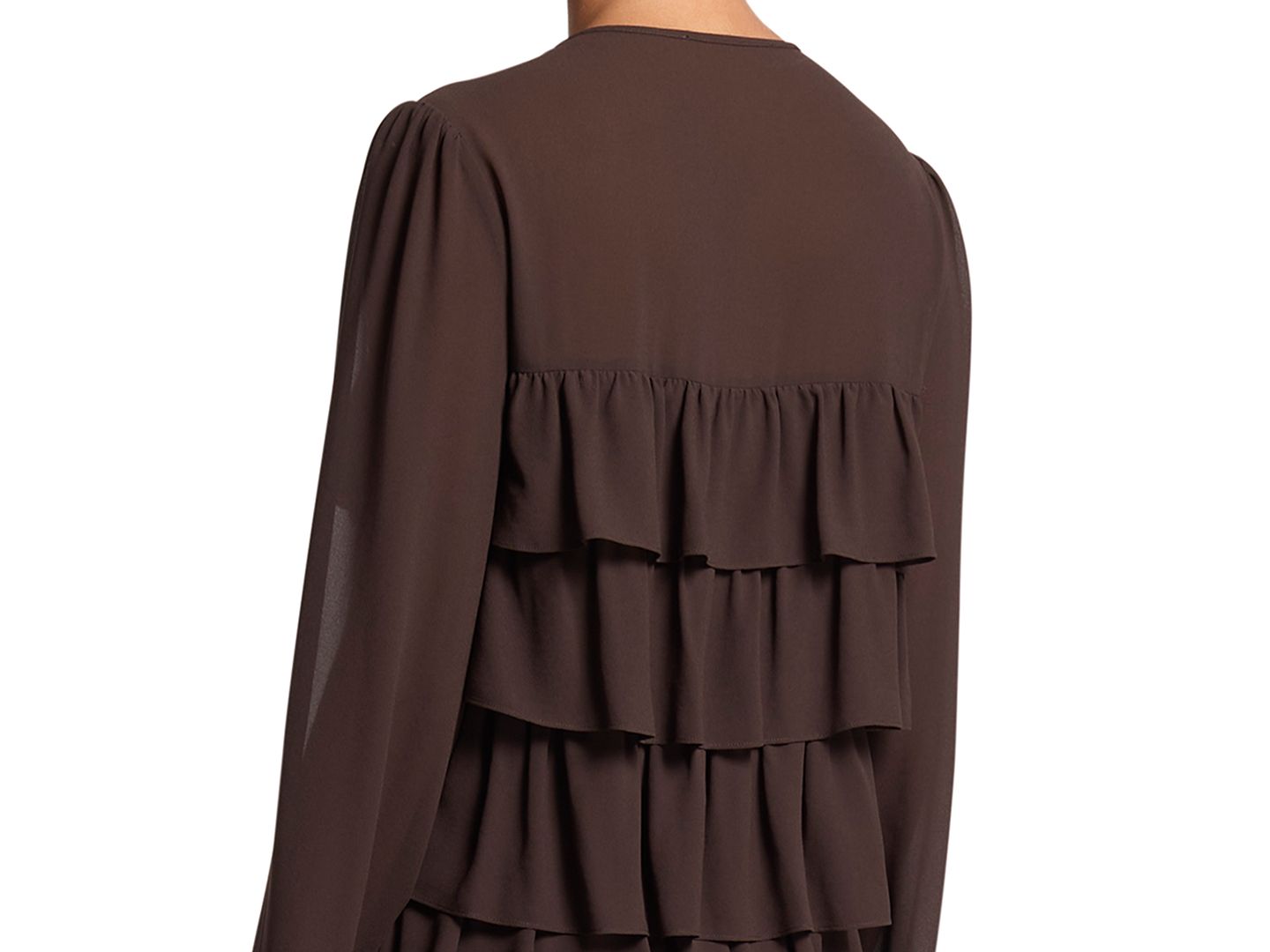 Женское платье Michael Kors Long-Sleeve Ruffle Tier Maxi, цвет: Чёрный — фото 6