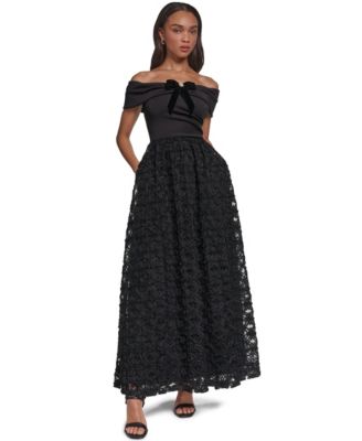 Women's Off-the-Shoulder Lace A-Line Gown