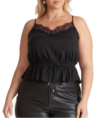 Plus Size Lauren Chan x US Lace-Trim V-Neck Peplum Camisole