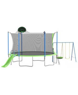 14-Foot Backyard Trampoline with Slide, Swing & Basketball Hoop, 260 lb. Capacity, Ages 3-14