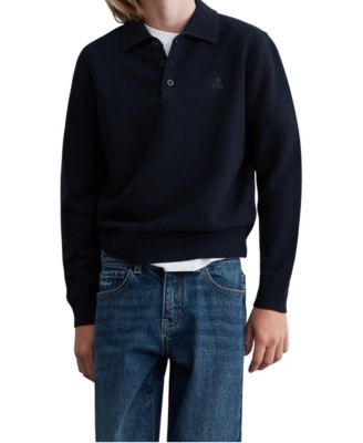 Boys' 4-20 Tricot Polo Long-Sleeve Sweater