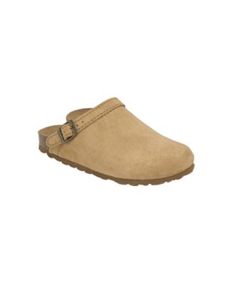 Women's Suede Flatform Strap Detail Clogs