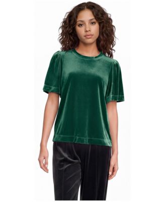 Women's Velvet Flutter Elbow Sleeves T-Shirt