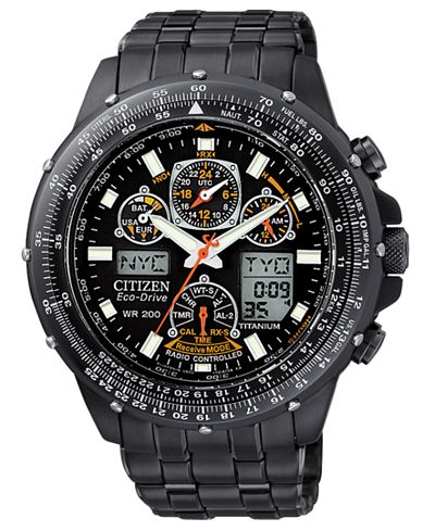 Citizen Men's Chronograph Eco-Drive Black Stainless Steel Bracelet Watch 45mm JY0005-50E