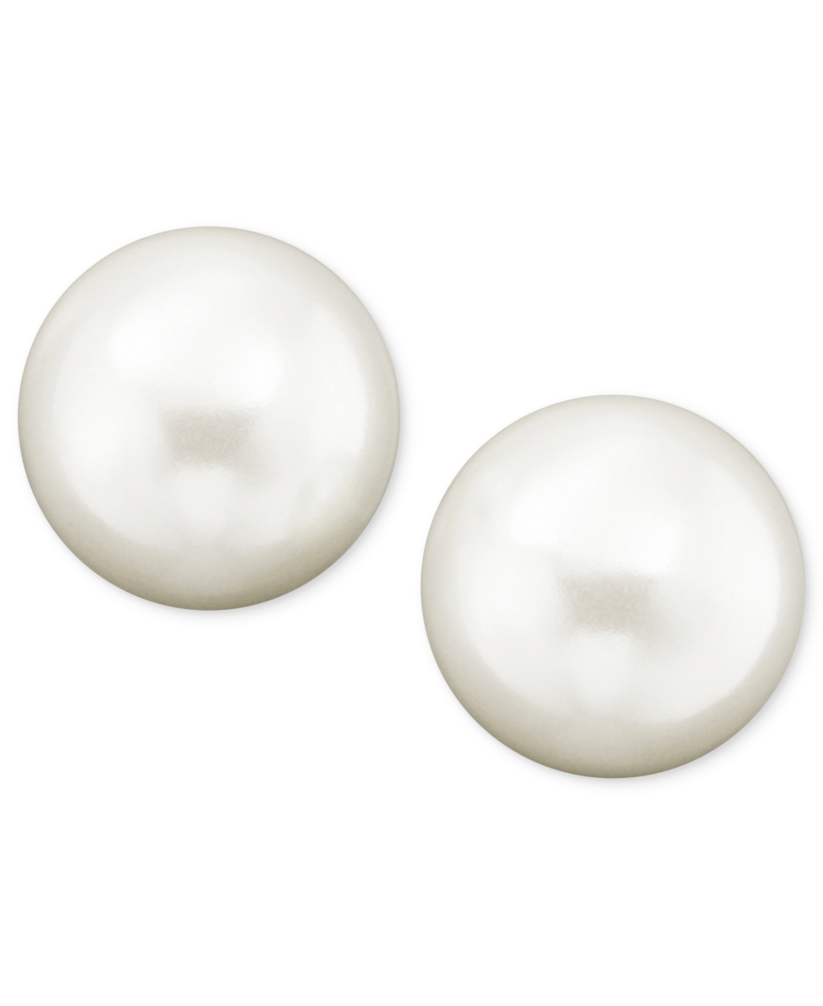 Sterling Silver Plated Glass Pearl Stud (10mm) Earrings - Silver