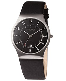 Men's Grenen Black Leather Strap Watch 37mm 233XXLSLB