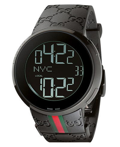 Gucci Unisex I-Gucci Collection Black Rubber Strap Watch 44mm YA114207