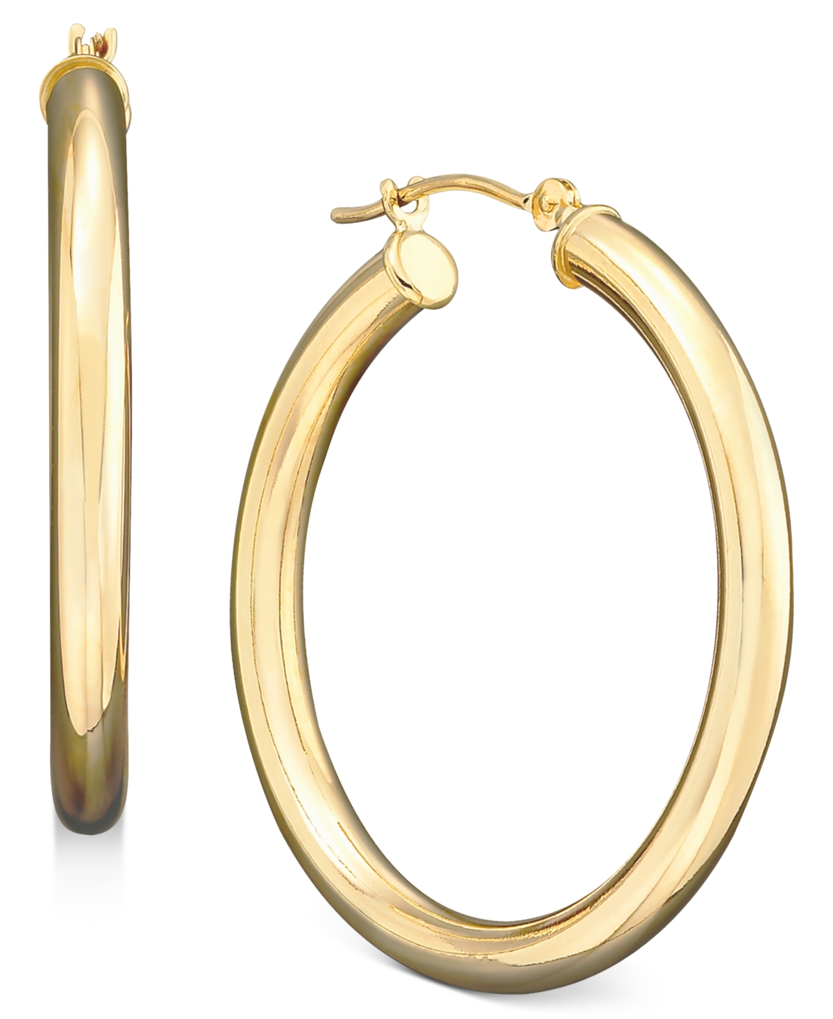 Macy's Polished Round Hoop Earrings In 14k Gold, 30mm In Yellow Gold