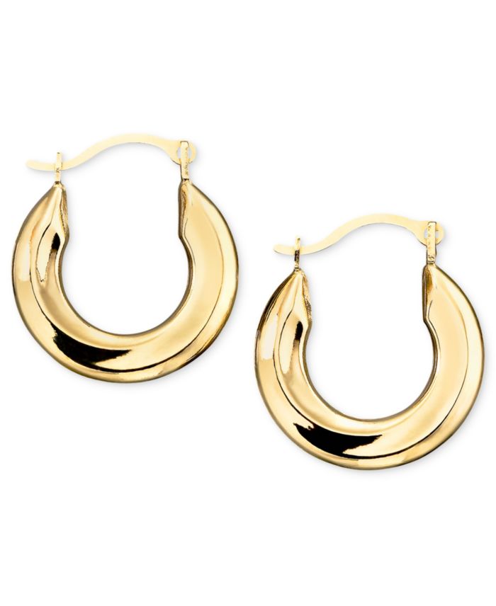 Small Polished Tube Hoop Earrings in 10k Gold and White Gold