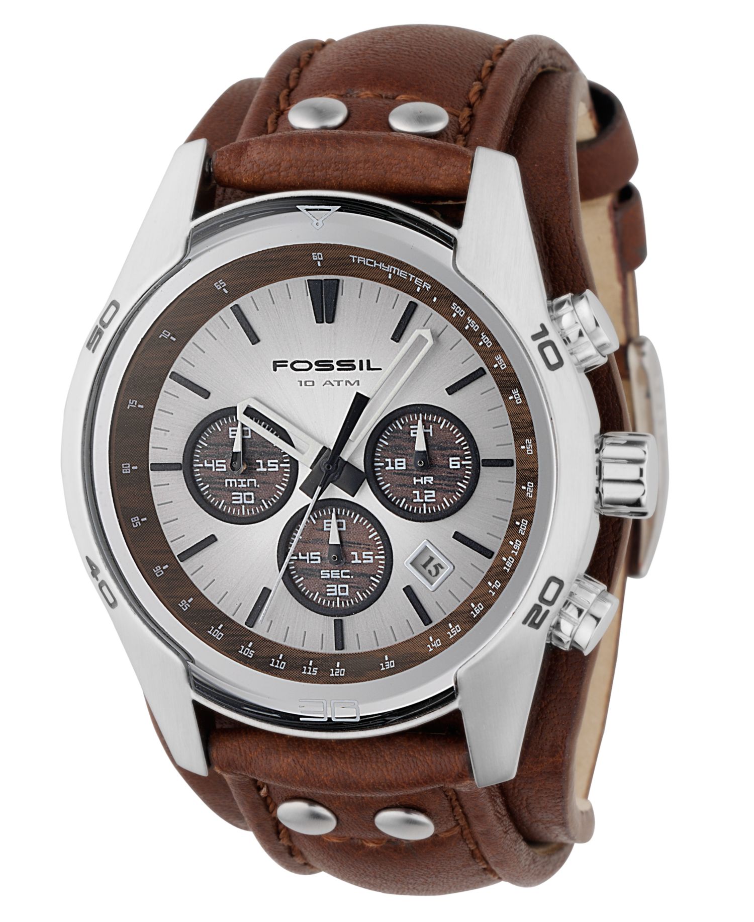 Men's Decker Brown Leather Strap Watch CH2565