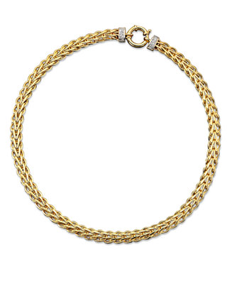 Italian Gold 14k Gold Necklace, Diamond Spiga (1/8 ct. t.w.) - Macy's