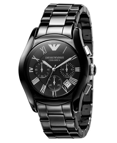 Emporio Armani Watch, Men's Chronograph Black Ceramic Bracelet AR1400