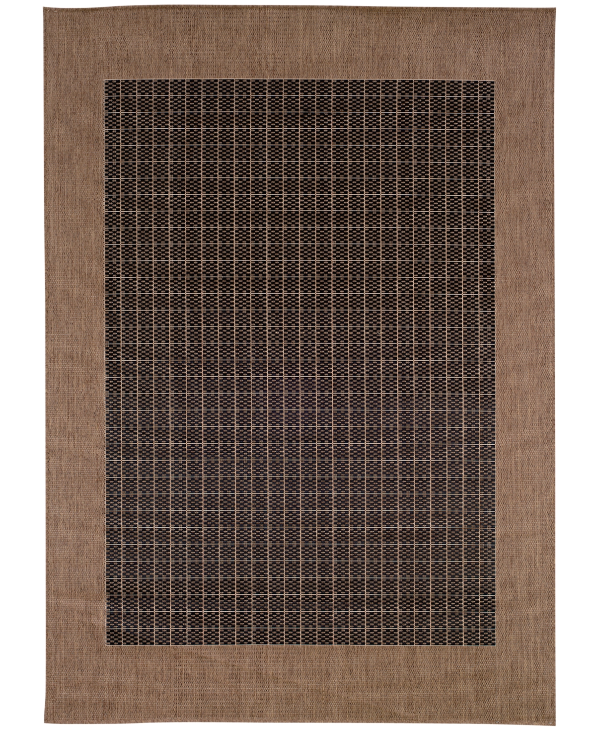 Couristan Closeout!  Recife Checkered Field Machine-washable Black/cocoa 2'3" X 7'10" Indoor/outdoor In No Color