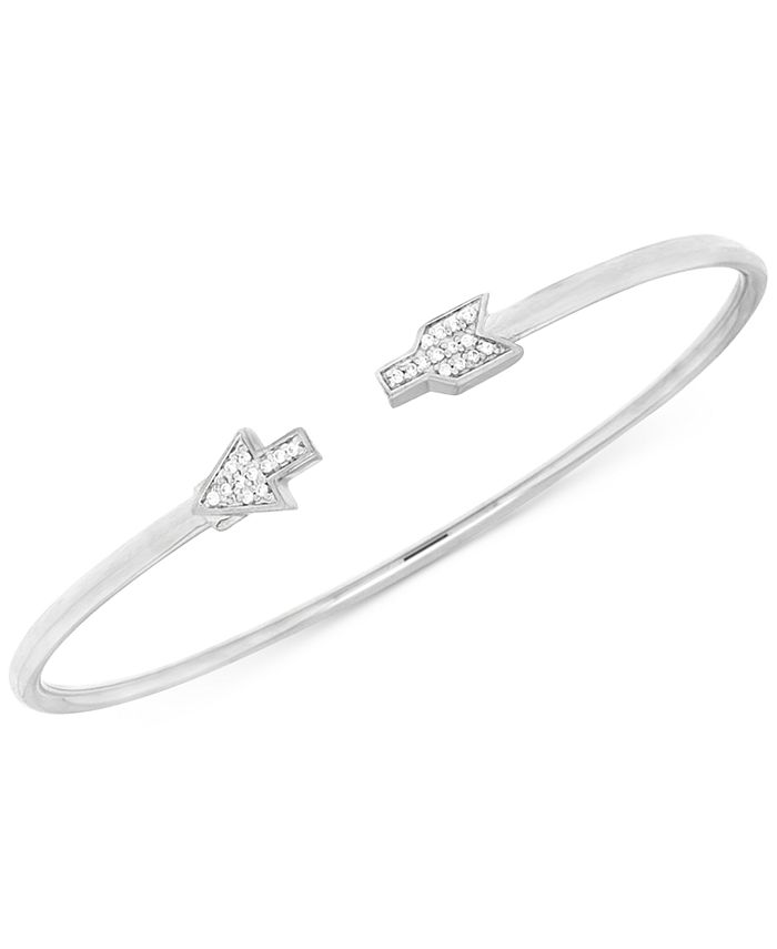 Macy's Diamond Arrow Flexie Bangle Bracelet (1/6 ct. t.w.) in Sterling ...