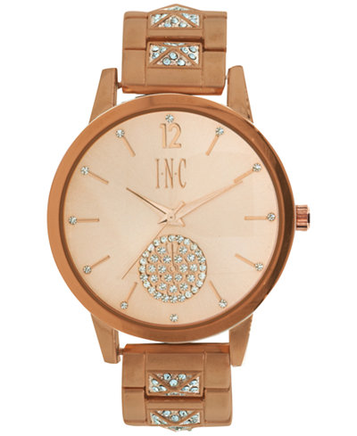 INC International Concepts Women's Crystal Rose Gold-Tone Bracelet Watch 40mm IN006RG, A Macy's Exclusive Style