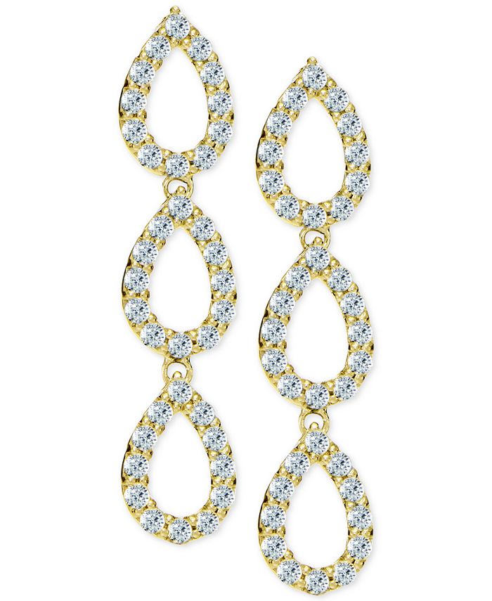 Giani Bernini Cubic Zirconia Pavé Triple Drop Earrings in 18k Gold ...