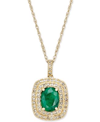 Macy's Emerald (1-1/10 ct. t.w.) and Diamond (1/3 ct. t.w.) Pendant ...