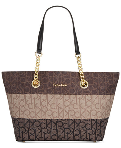 Calvin Klein Florence Top-Zip Small Signature Tote - Handbags & Accessories - Macy&#39;s