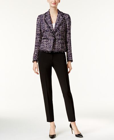 Anne Klein Tweed Blazer & Slim-Fit Pants