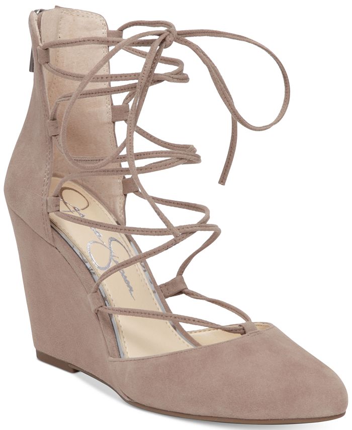 Jessica Simpson Jacee Lace Up Wedge Dress Sandals Macy s