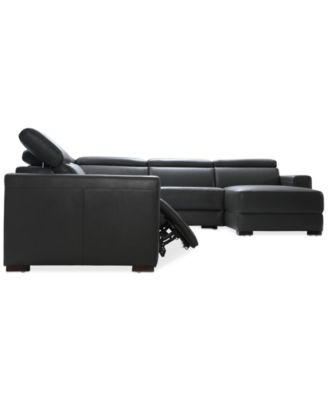 Nevio 6-pc Leather Sectional Sofa with Chaise, 3 Power Recliners and Articulating Headrests, Created for Macy's