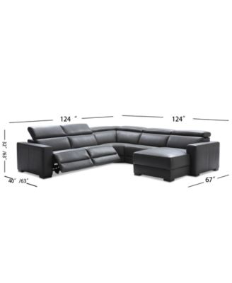 Nevio 5-pc Leather Sectional, 2 Power Recliners, Created for Macy's