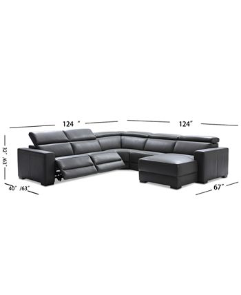 Furniture Nevio 5-pc Leather Sectional, 2 Power Recliners, Created for ...