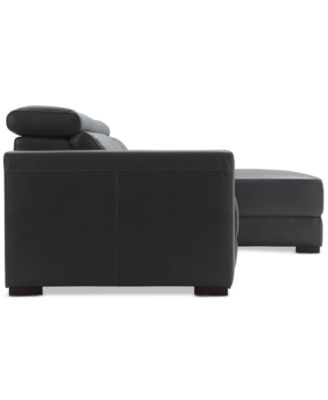 Nevio 115" 3-pc Leather Sectional Sofa with Chaise, 2 Power Recliners and Articulating Headrests, Created for Macy's