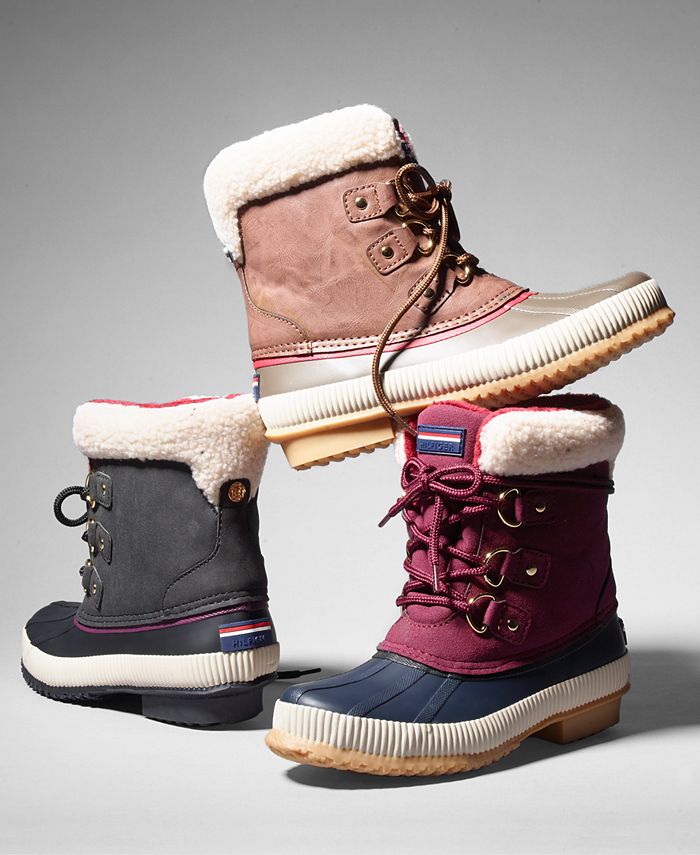 Tommy Hilfiger Ebonie Lace-Up Duck Booties - Macy's