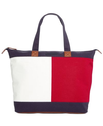 Tommy Hilfiger Flag Colorblock Top Zip Tote - Handbags & Accessories ...