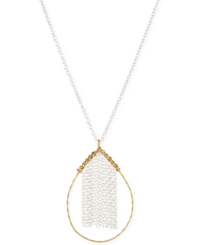 Touch of Silver Two-Tone Fringe Teardrop Pendant Necklace