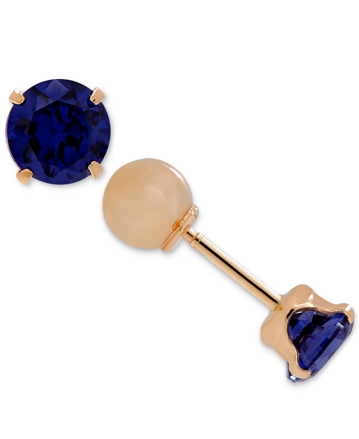 MACY'S CHILDREN'S CUBIC ZIRCONIA BIRTHSTONE REVERSIBLE EARRINGS IN 14K GOLD 