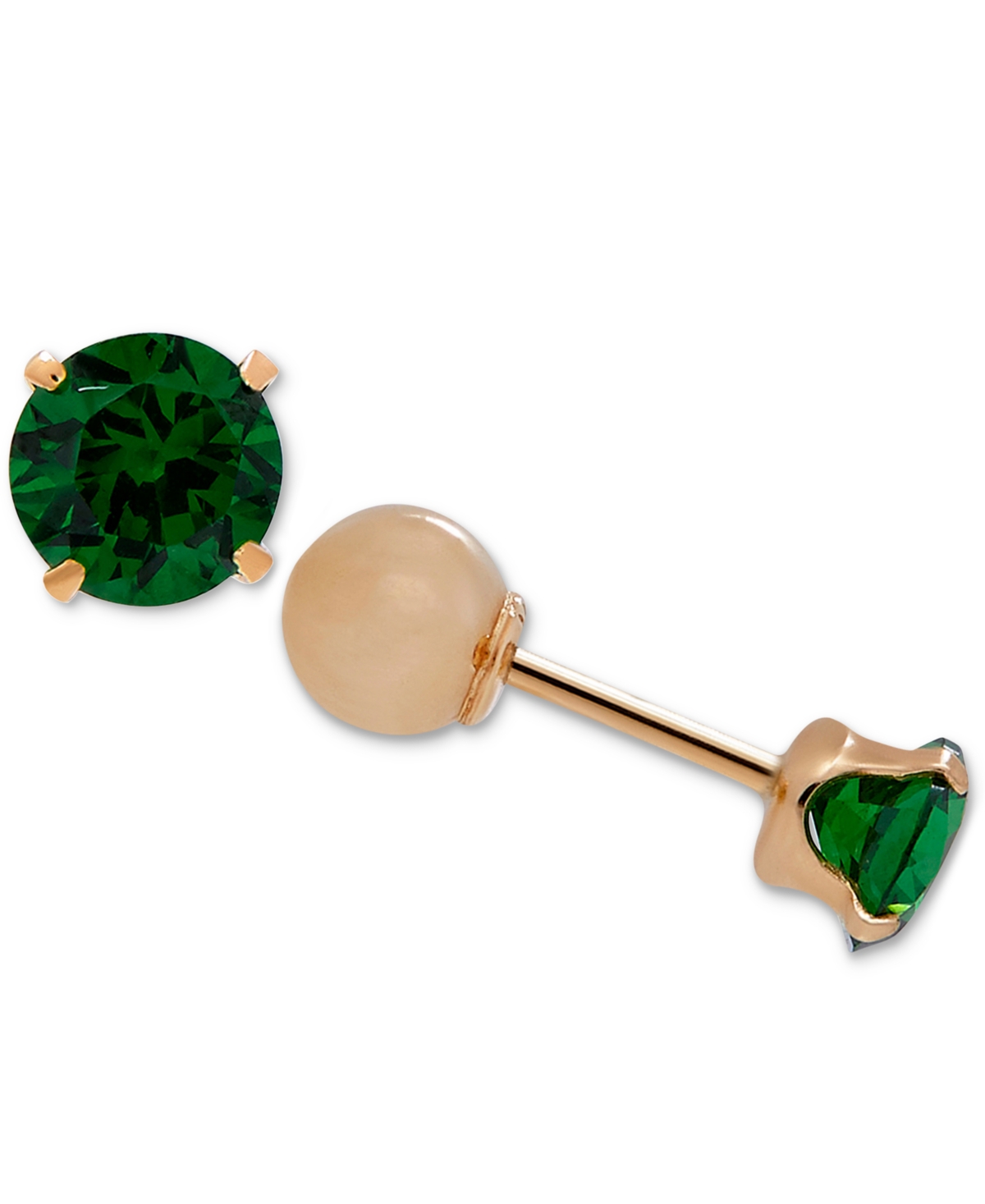 Macy's Kids' Children's Cubic Zirconia Birthstone Reversible Earrings In 14k Gold In May
