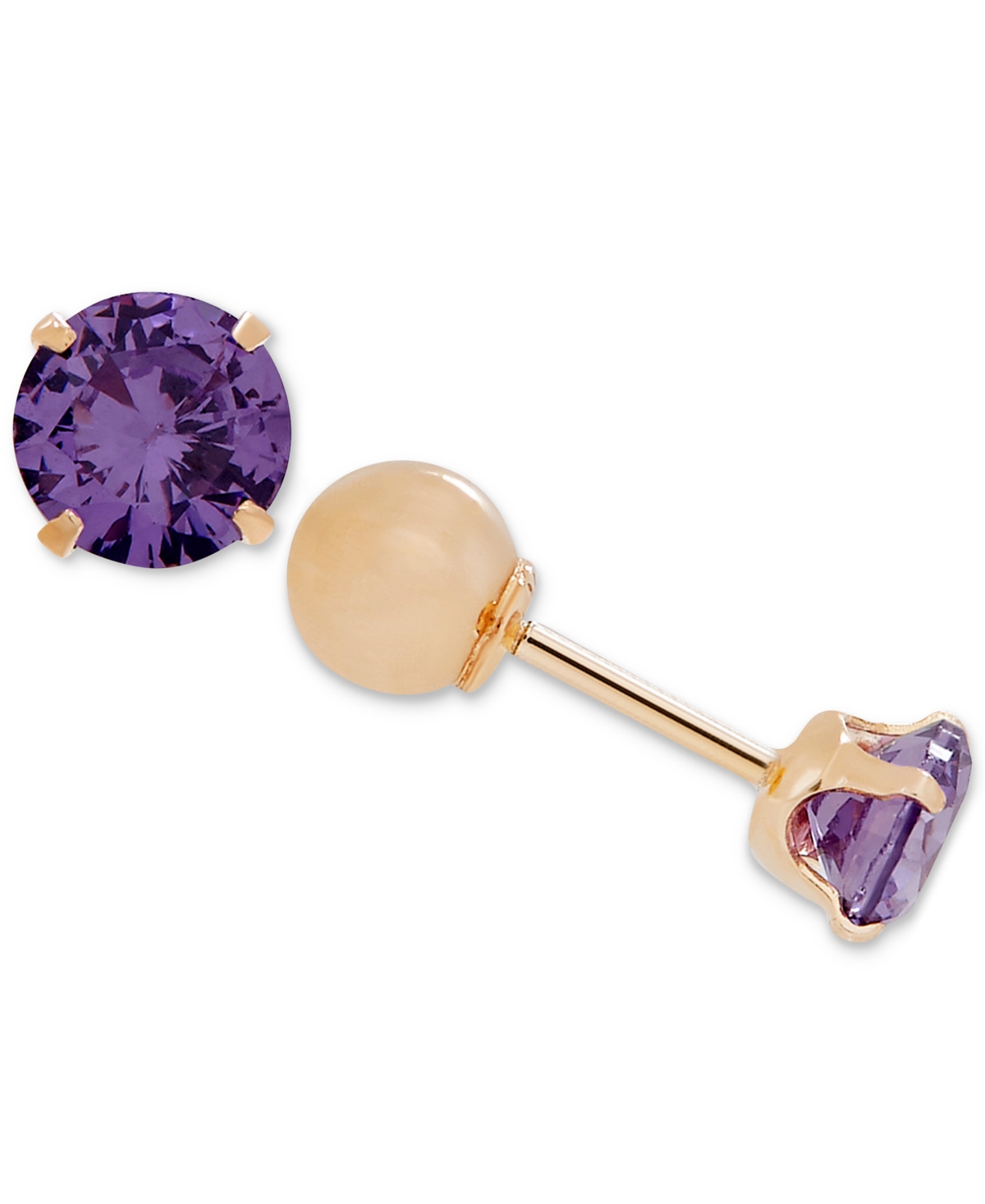 MACY'S CHILDREN'S CUBIC ZIRCONIA BIRTHSTONE REVERSIBLE EARRINGS IN 14K GOLD 