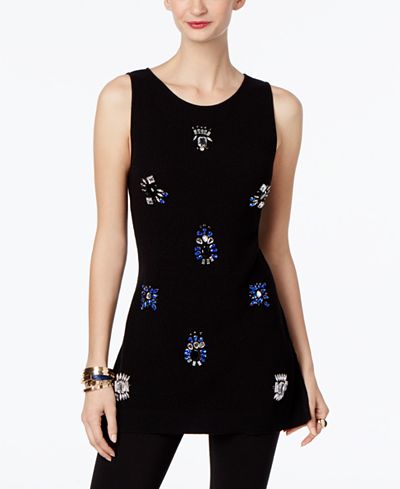 INC International Concepts Embellished Tunic Sweater, Only at Macy's