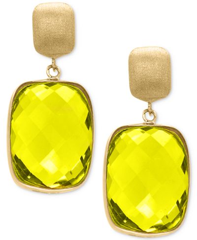 EFFY® Lemon Quartz Drop Earrings (20-1/2 ct. t.w.) in 14k Gold