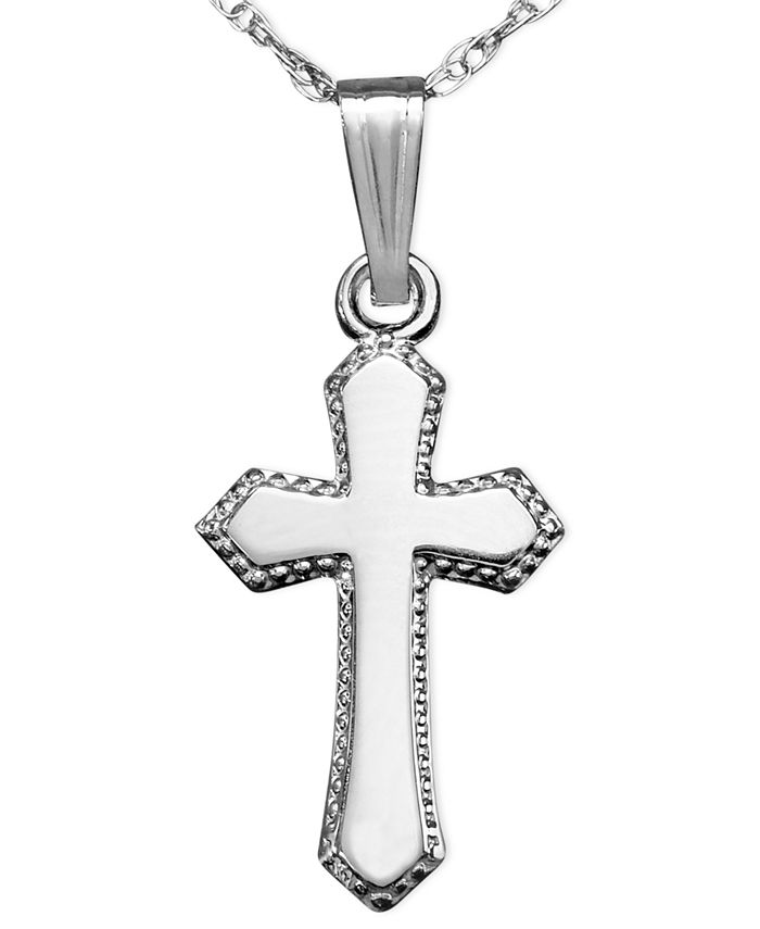 Macy's white gold cross necklace deals