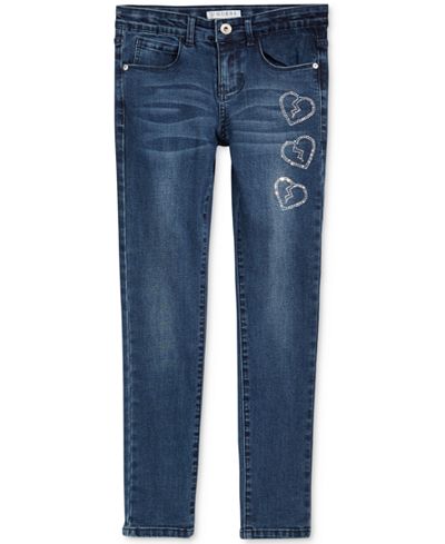 GUESS Embellished Heart Skinny Jeans, Big Girls (7-16)