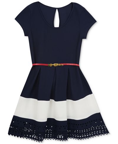 Rare Editions Laser-Cut Colorblock Dress, Big Girls (7-16)