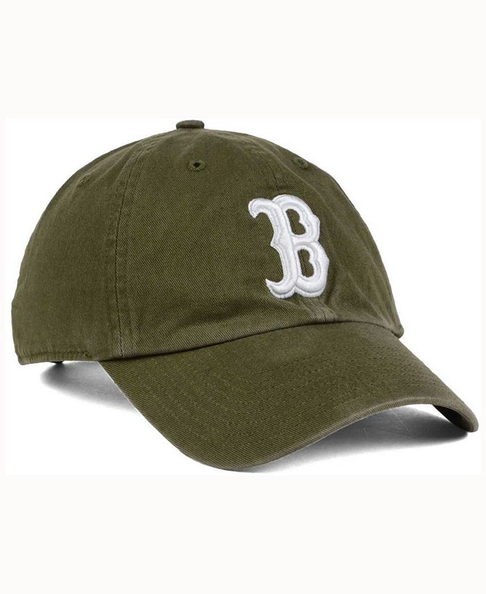 '47 Brand Boston Red Sox Olive White CLEAN UP Cap - Macy's