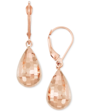 image of Textured Teardrop Drop Earrings in 14k Rose Gold