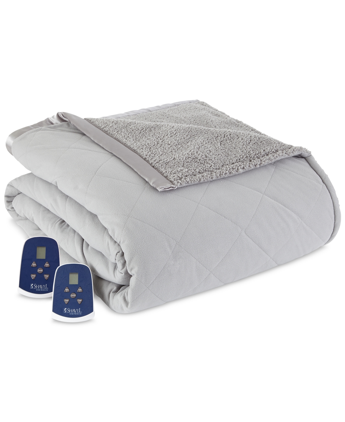 Shop Shavel Reversible Micro Flannel To Sherpa Twin Electric Blanket In Greystone