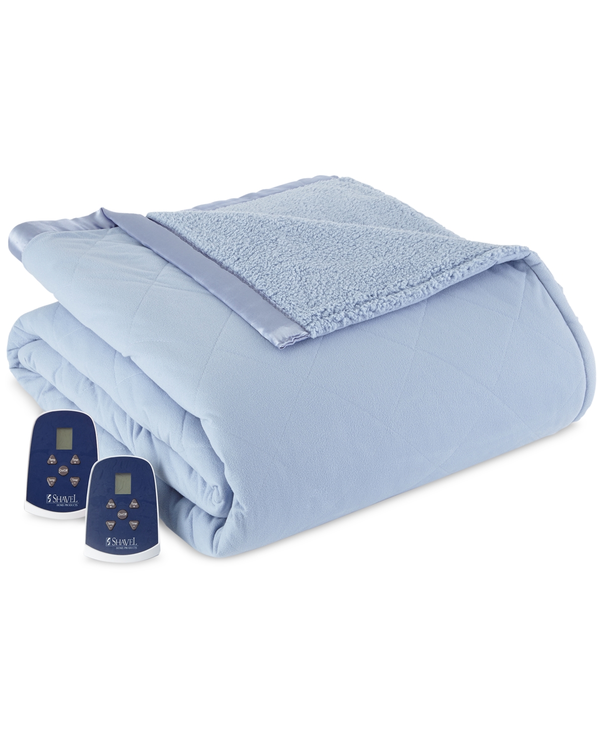 Shavel Reversible Micro Flannel To Sherpa Twin Electric Blanket Bedding In Wedgewood