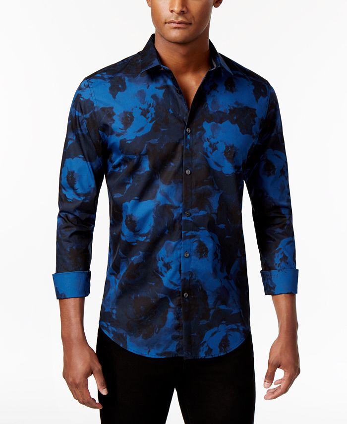 Calvin Klein Men's Floral-Print Shirt & Reviews - Casual Button-Down Shirts  - Men - Macy's