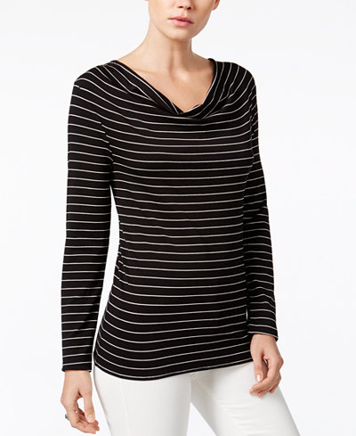 Bar III Striped Draped Top, Only at Macy's
