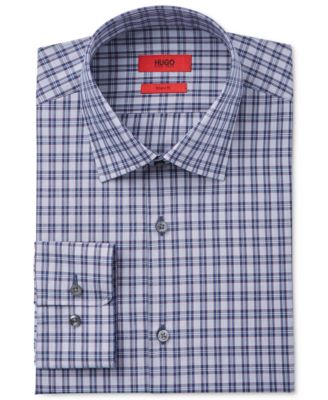 Hugo Boss - Men's Slim-Fit Navy with Red Plaid Dress Shirt