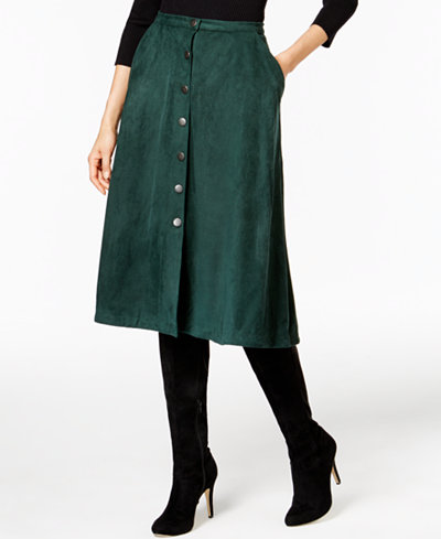 NY Collection Faux-Suede A-Line Skirt