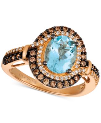Le Vian - Aquamarine (1-3/8 ct. t.w.) and Diamond (1/2 ct. t.w.) Halo Ring in 14k Rose Gold