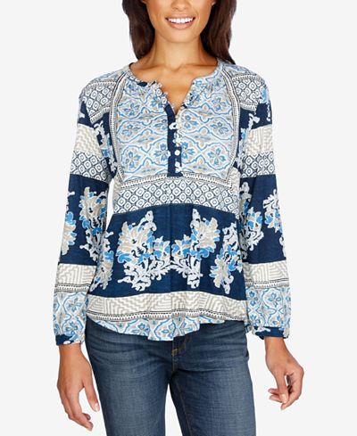 Lucky Brand Mixed-Print Knit Top